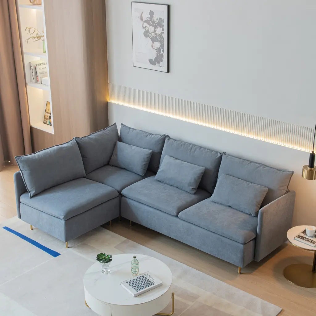 Modular L Shaped Corner Sofa Movable Chaise Grey Contemporary senge