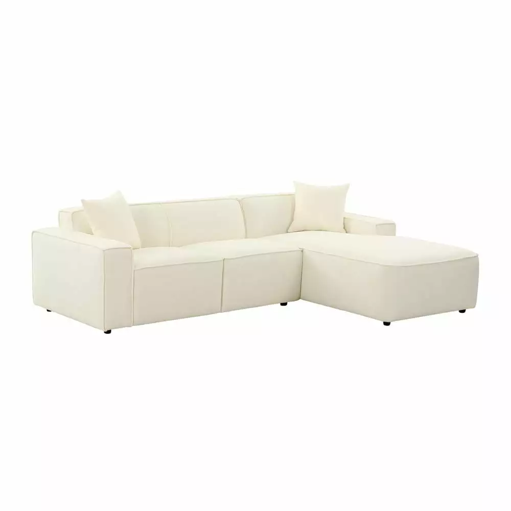 TOV Furniture Olafur Cream Linen Sectional Sofa Living Room