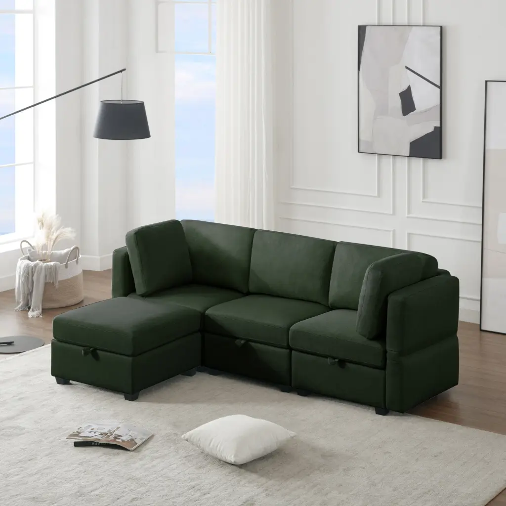 Convertible Sectional Sofa Chaise L Influenced Modular Couch ui furniture