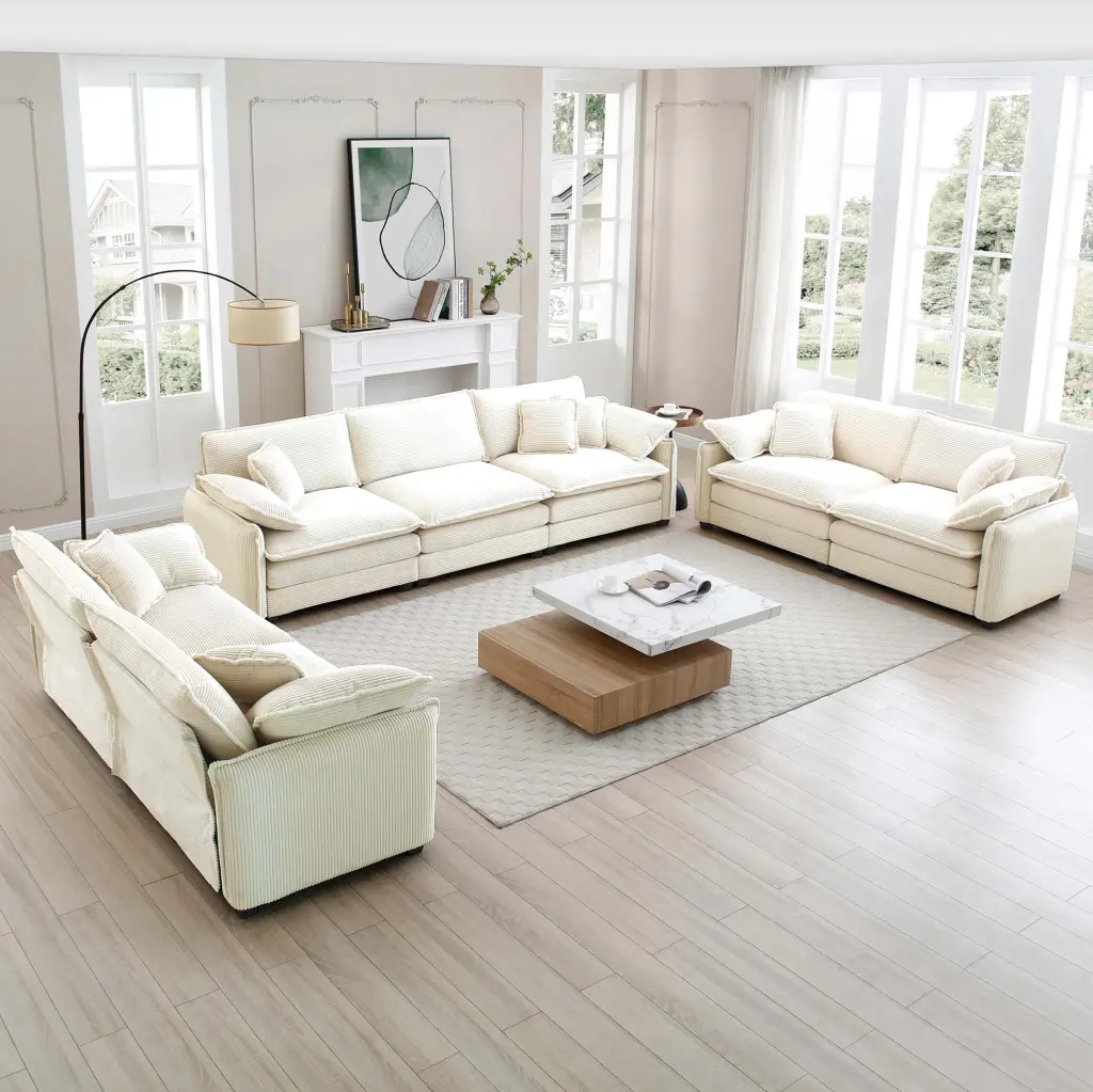 Modern Living Room Sofa 3 Pieces Set Two 2 Seater Sofas And One 3 Seater ui furniture