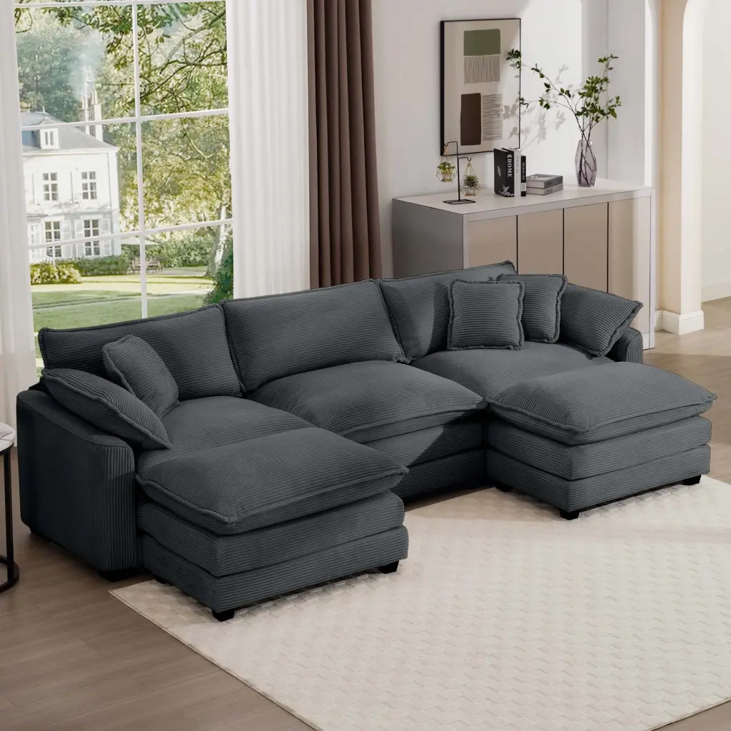 Oversized Modular Cushion Sofa Travel-friendly Ottoman L Influenced Corner Low ui furniture