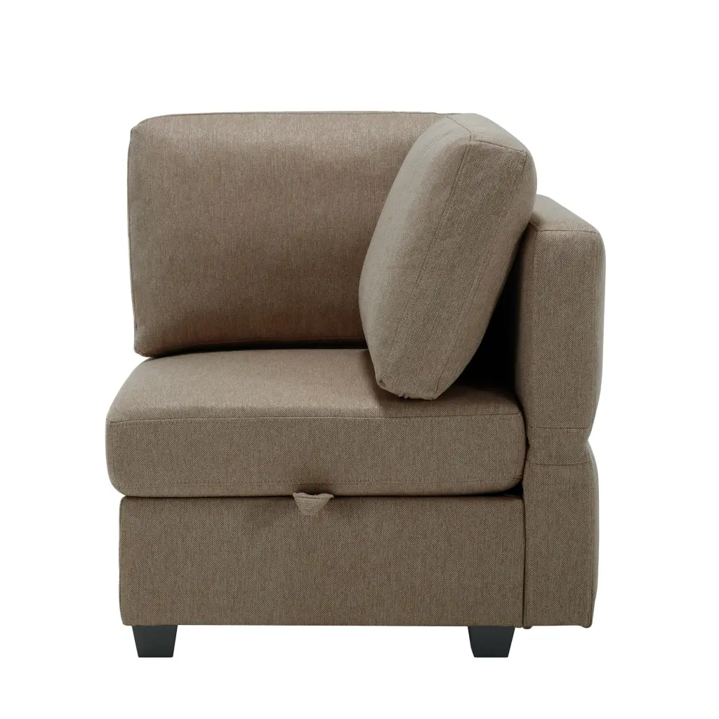 Palmilla Corner Sofa Brown Polyester 1 Seat Modern Living Room Furniture ui furniture