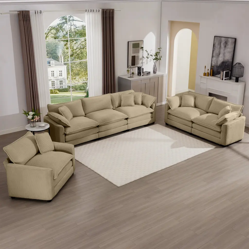 3 Piece Oversized Sectional Sofa - Cozy Modern Living Room Furniture Set ui furniture