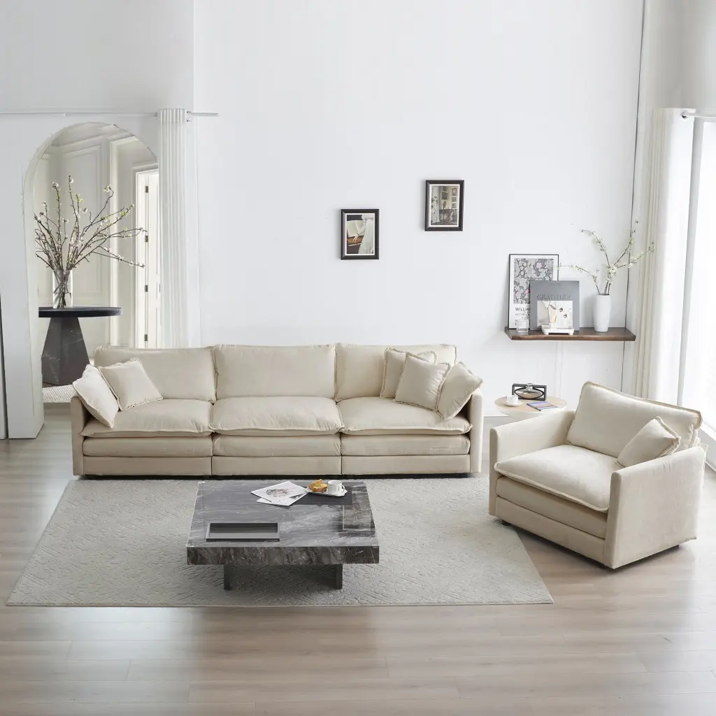 2 Piece Upholstered Sofa Set - Modern Living Room Sectional Sofa Comfortable Seating ui furniture
