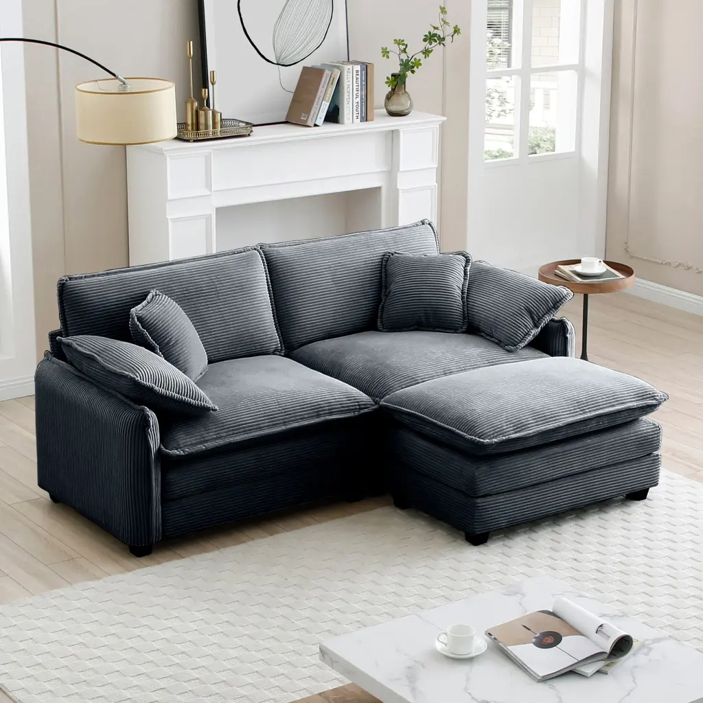 L Shaped Two Seater Sofa Ottoman And Footrest ui furniture