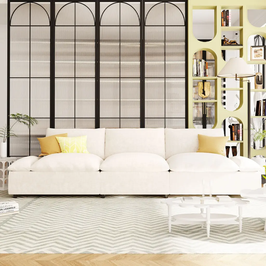 119.5 Inch 3 Seater Sofa 2 Storage Units Living Room Office Apartment u_style