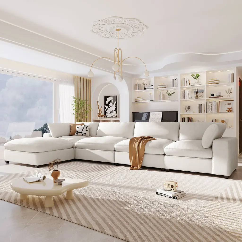 Upholstered Oversize Modular Sofa Removable Ottoman Sectional Sofa u_style