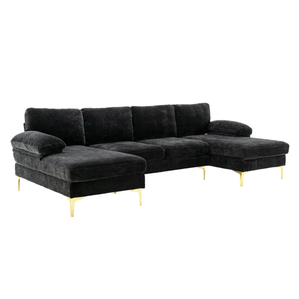 Coolmore Accent Sofa Living Room Sectional Sofa Black Polyester Modern Home w1539 coolmore