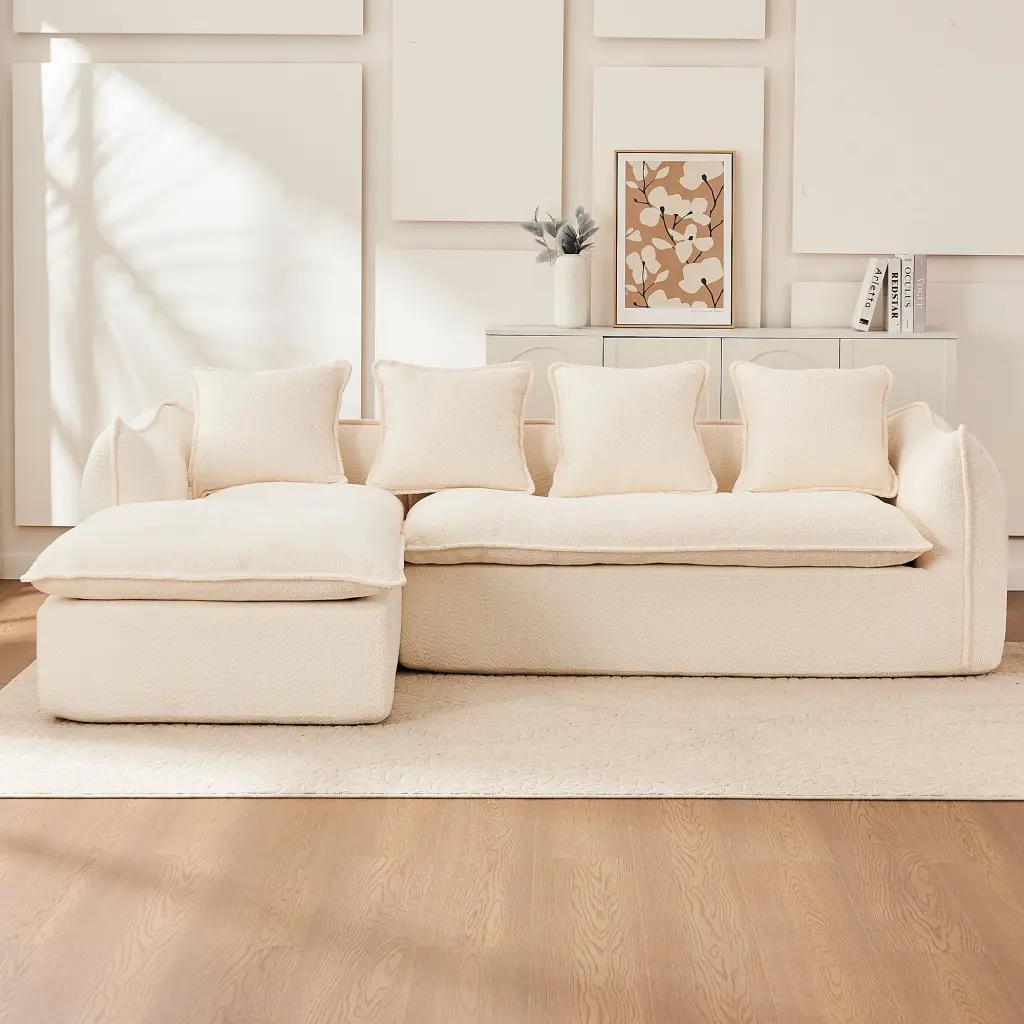 Oversized Comfy L Shaped 3 Seater Deep Seat Sofa Living Room Plush Furniture w2231