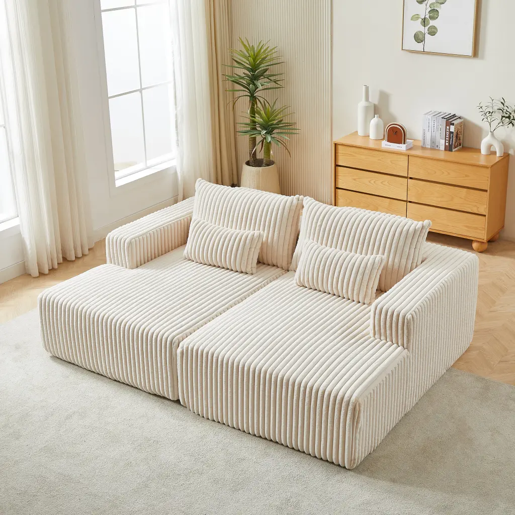 87 Inch Oversized Sectional Lounge Chaise Cloud Plush No Assembly Sofa welike furniture