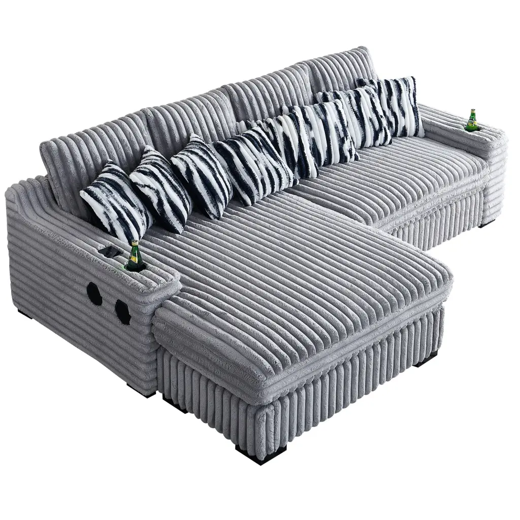 108 Inch Modern Sectional Sofa L Influence Sofa 4 Back Cushions wq furniture