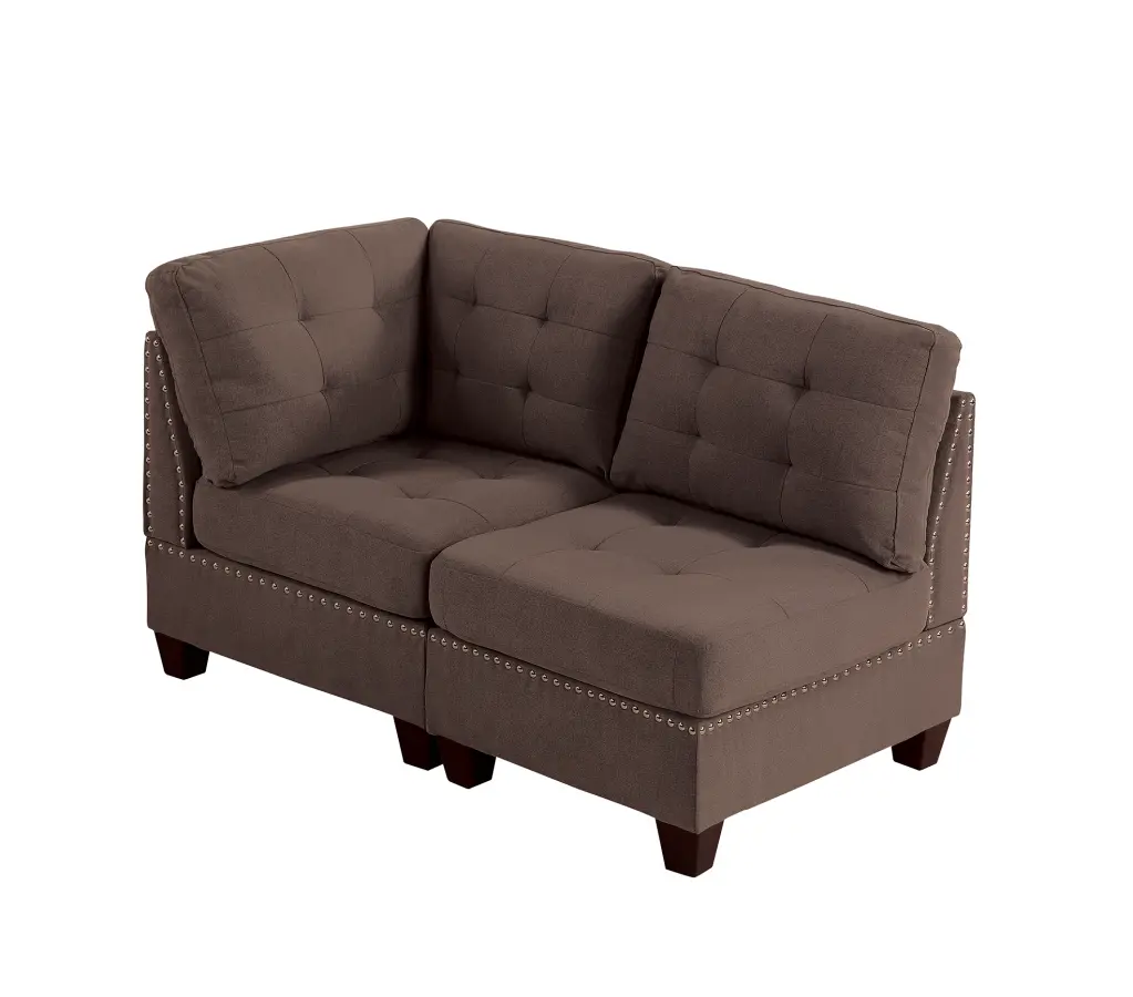 Modular 2 Piece Set Black Coffee Fabric - Versatile Living Room Seating poundex