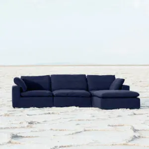 Harper Luxe Navy Sectional 4 Seat Configuration Navy Wood Linen Upholstery american homestead furniture