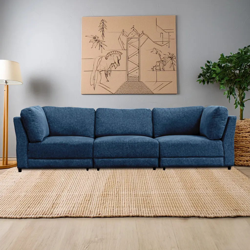 Summit Navy Modular Sectional 3 Seat Configuration Navy Wood Polyester american homestead furniture