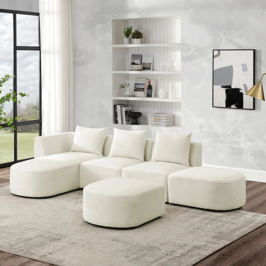 L Influence Sectional Sofa Left Side Chaise Ottoman Modular Sofa chuangyuan smart home