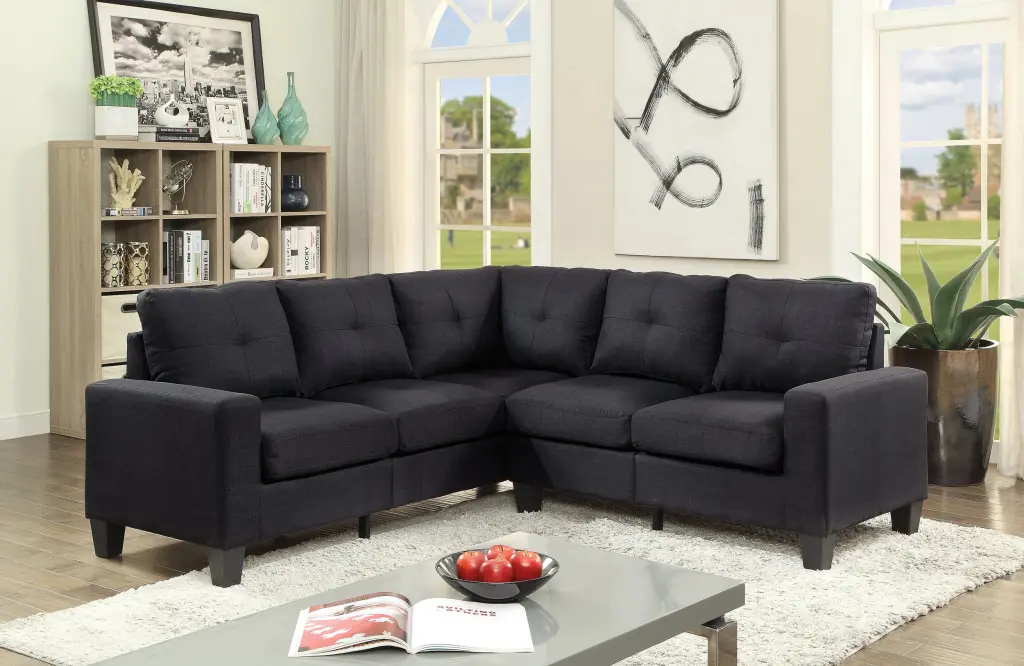 Newbury G475B Black Fabric Sectional Sofa Foam glory furniture