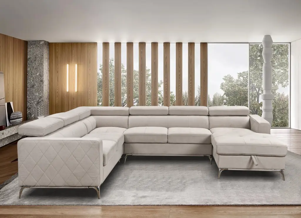 122 Inch Oversized Sectional Sofa Couch Chaise Storage Contemporary Design happy home