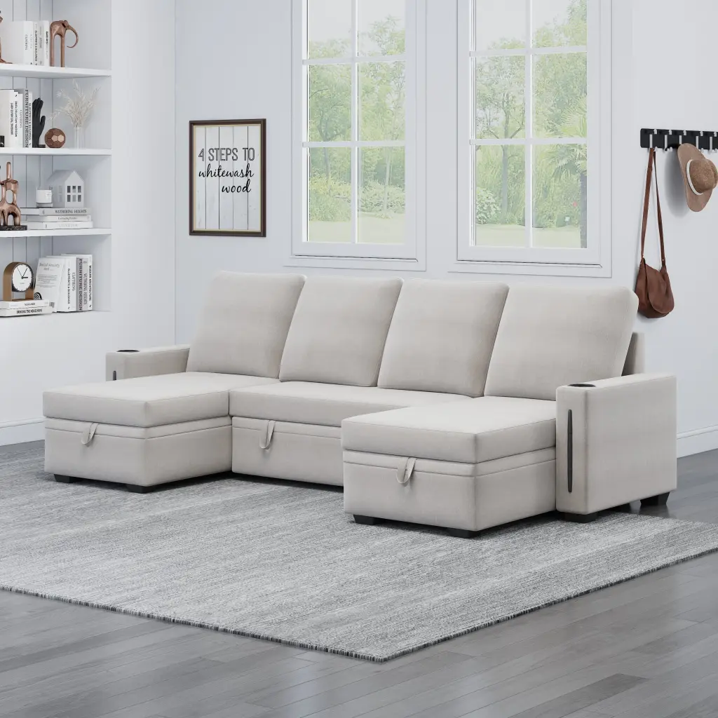 Sectional Sofa Storage 96 Inch U Influenced Sectional Couches Living Room huazhao furniture