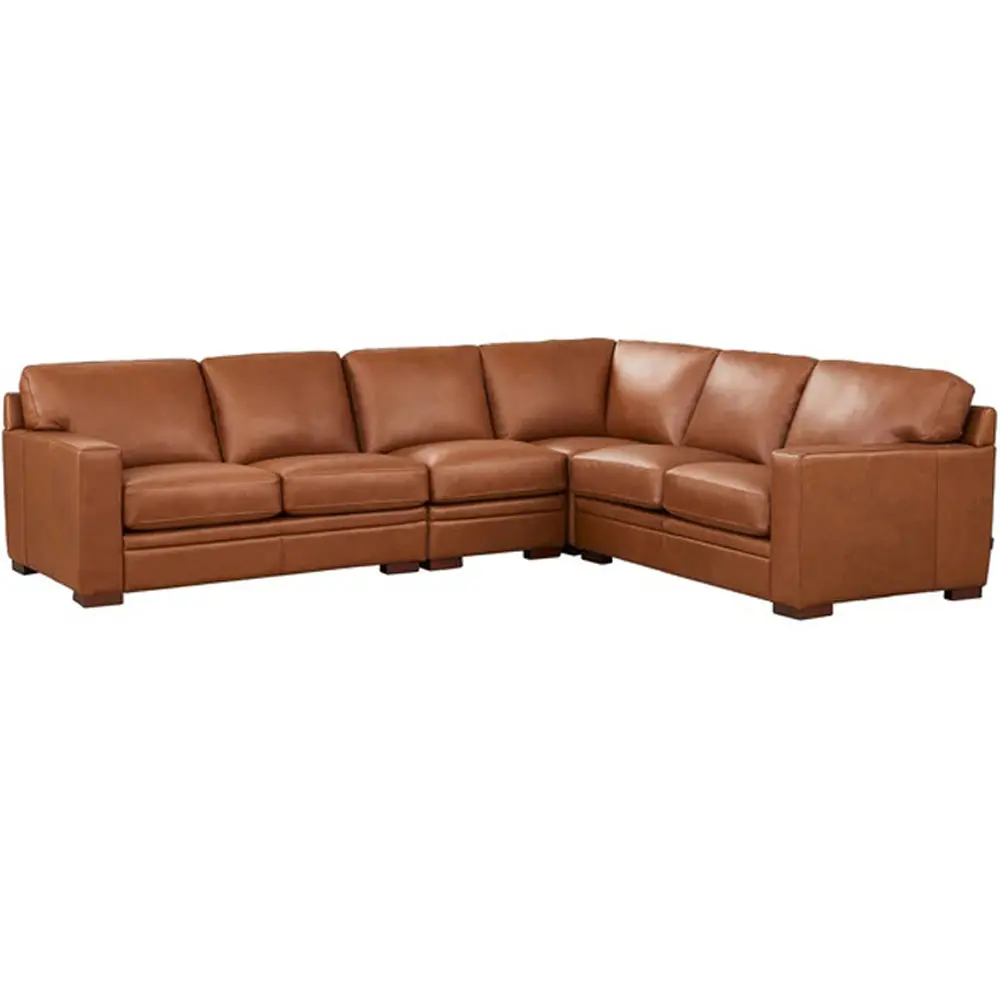 Dillon Leather L Influenced Sectional Brown Authentic Leather Wood Primary hydeline furniture