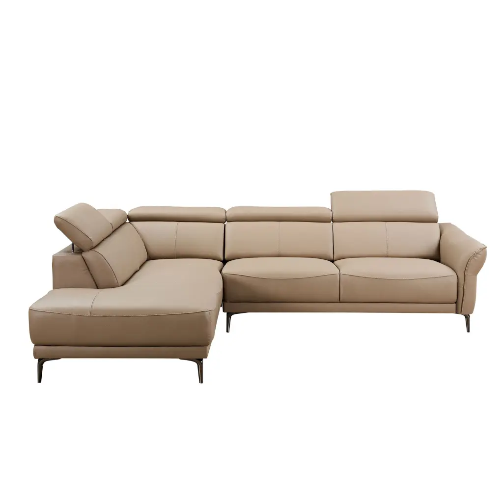 111.42 Inch Modern L-Shaped Deep Sectional Couch Authentic Leather Sofa justone