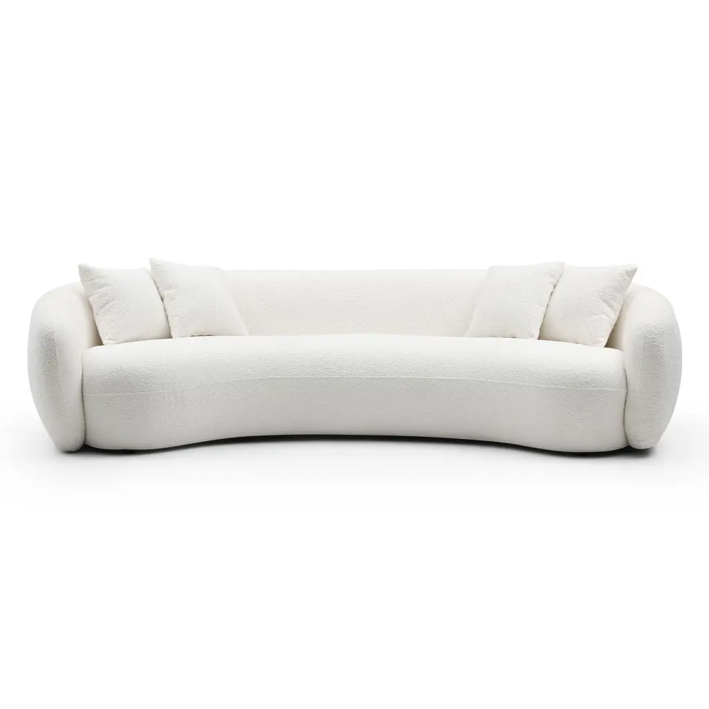 102 Inch 5 Seater Boucle Sofa Modern Sectional Half Moon Leisure Couch justone interior