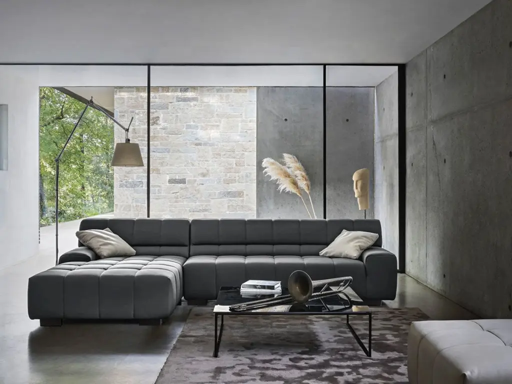 125.98 Inch Sectional Sofa - Dark Grey Fabric Modern Living Room Seating justone interior