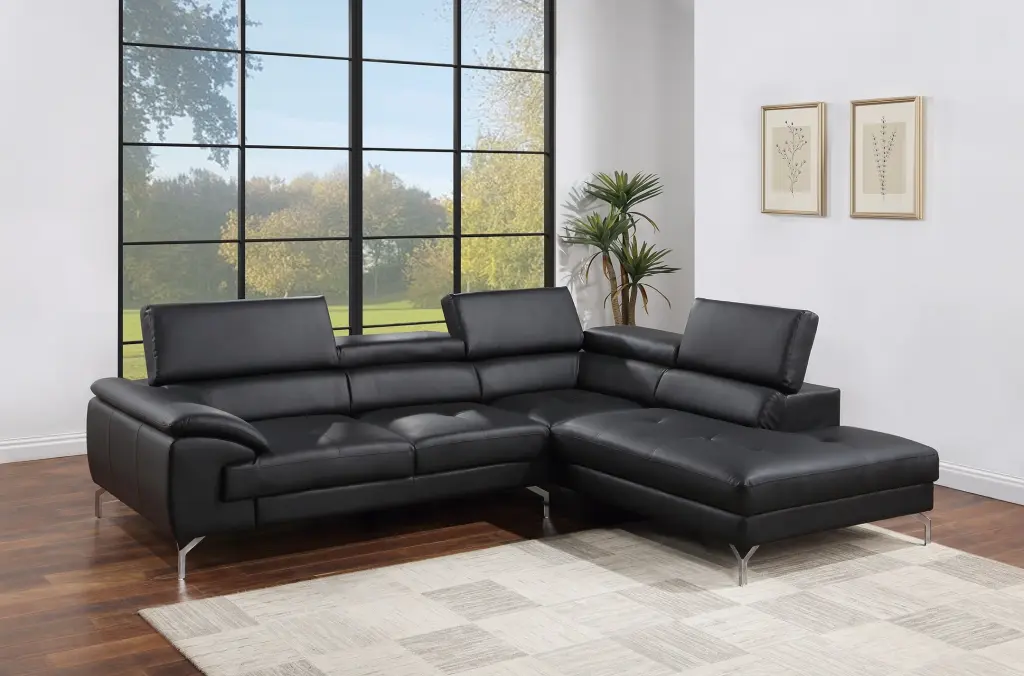 Black 2-Piece Sectional Couch Set Faux Leather Living Room Furniture kanepe
