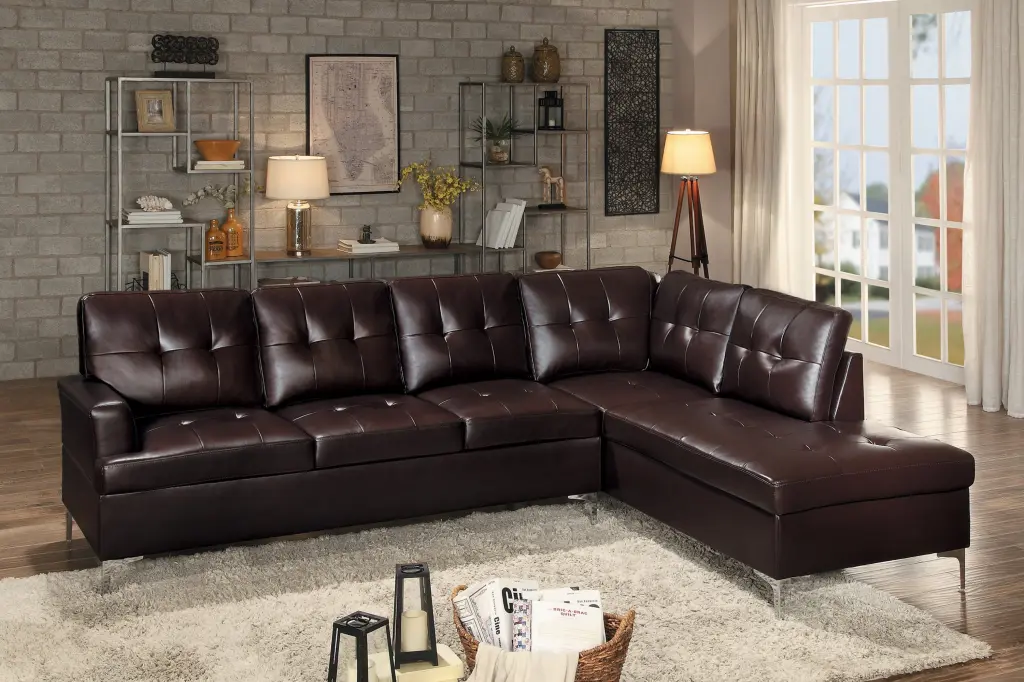 Contemporary Brown Faux Leather 2Pc Sectional Sofa Recliners kanepe