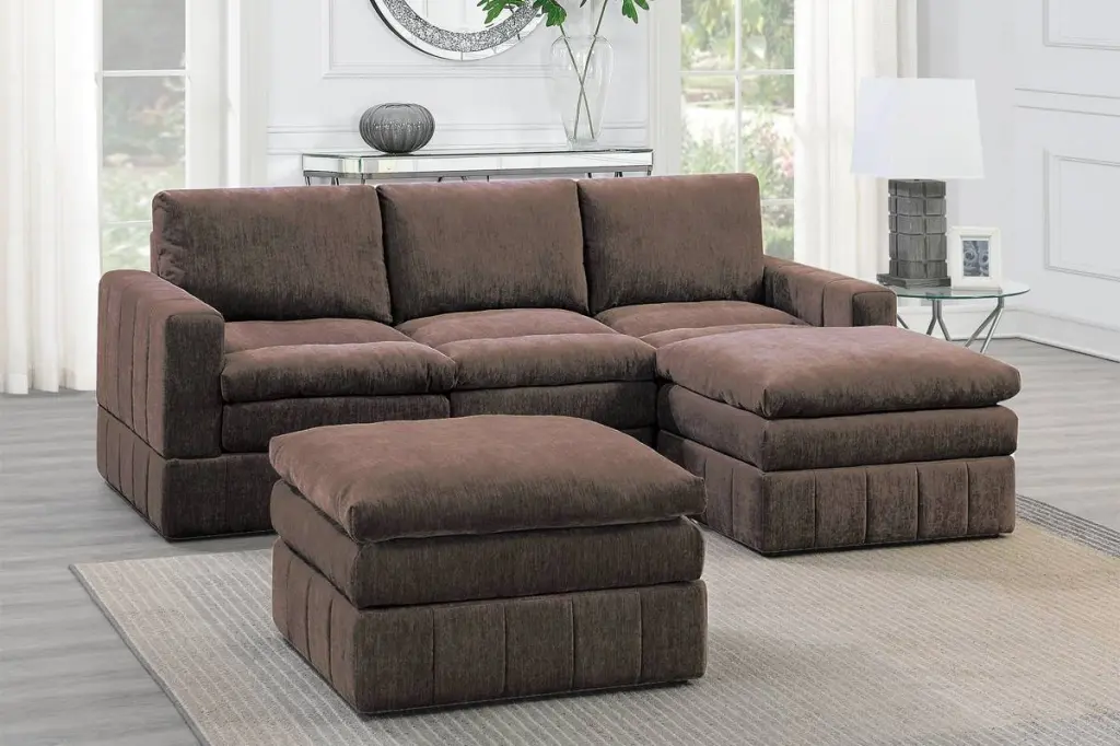 Contemporary 5 Piece Modular Corner Sectional Set 2 One Arm Chairs kanepe