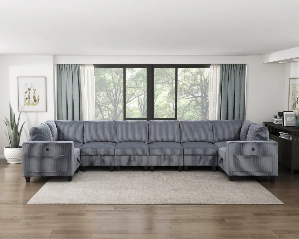 8 Piece Modular Sectional Storage Seats Side Pockets And Charging Ports kanepe
