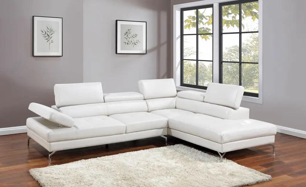 White Sectional Couch 2 Piece Set Faux Leather Right Facing Living Room kanepe