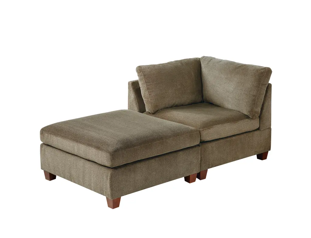 Modular Set 2PC Tan Tan Chenille Comfortable Living Room Sectional poundex