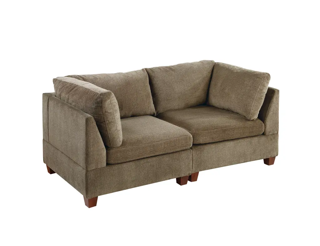 Modular Set 2 Piece Tan Chenille Sectional Sofa Living Room Furniture poundex