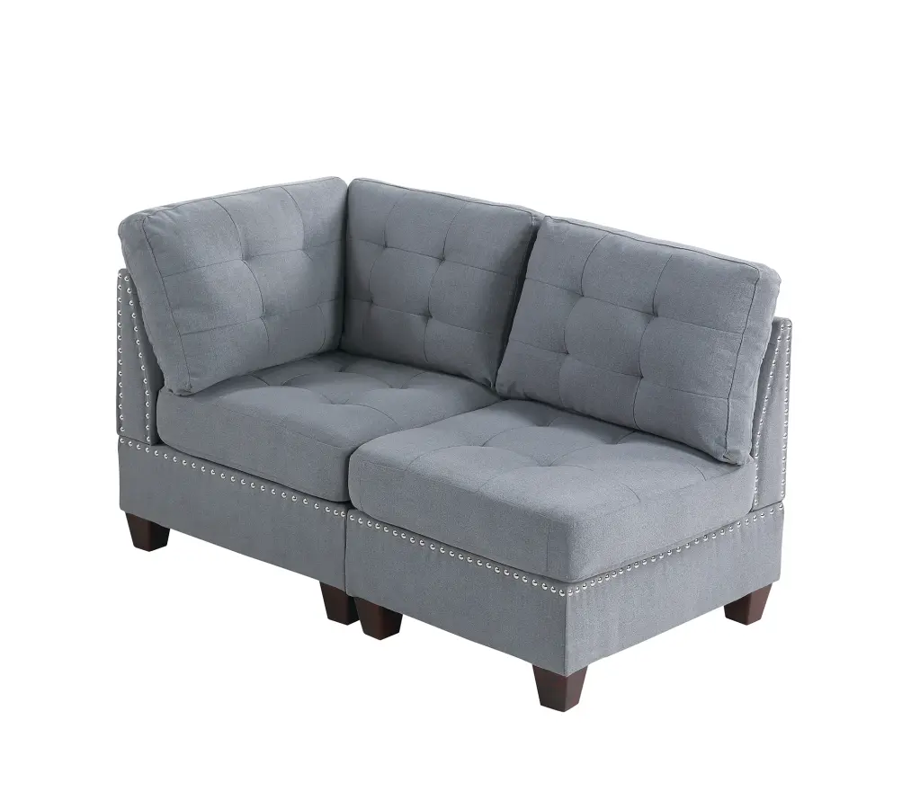 2 Piece Modular Gray Fabric Sectional Sofa Set poundex