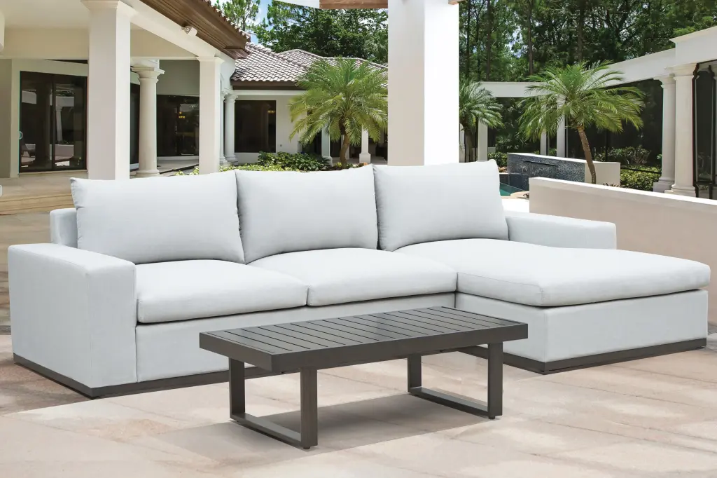 Wyatt 2 Piece Sectional and Cocktail Table White Fabric steve silver furniture