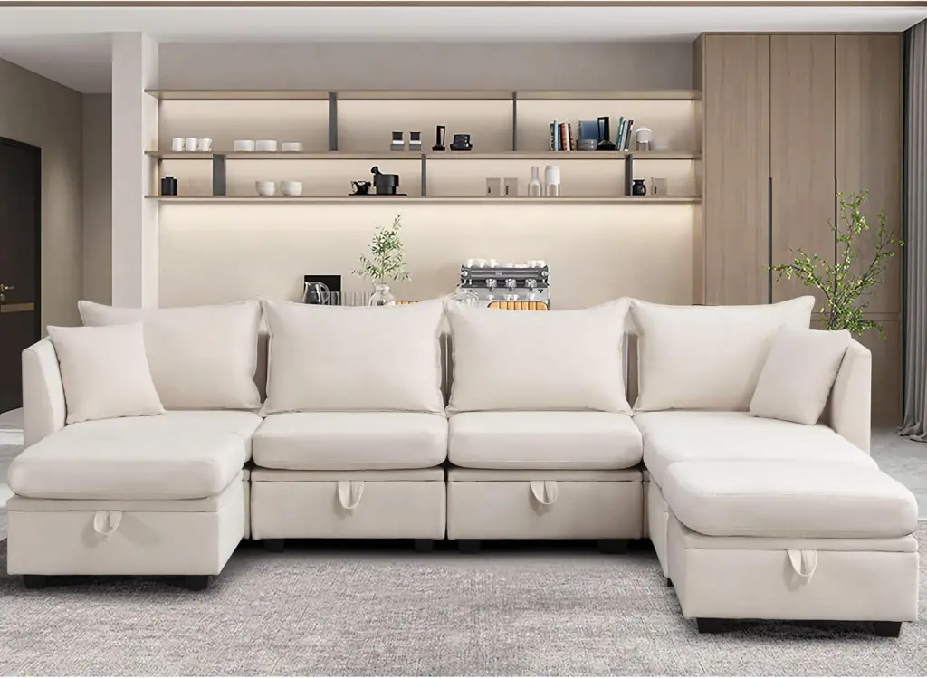 Modular Sectional Sofa Convertible Couch Storage and Sleeper Function vanbow