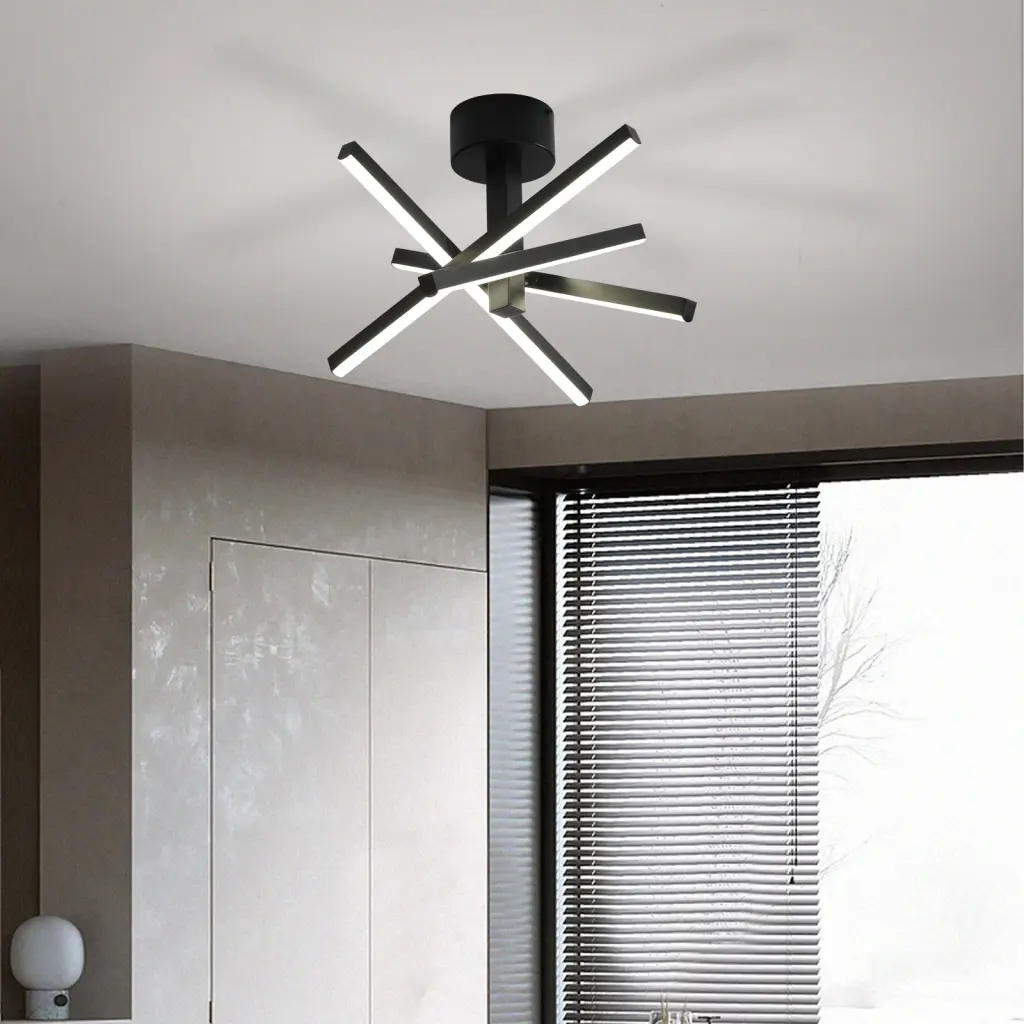 Led Semi Flush Mount Ceiling Lamp Black Modern Aluminium Iron lighting commune