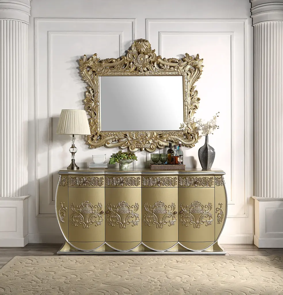 Bernadette Server Gold Finish MDF Dining Room Storage acme onsite store