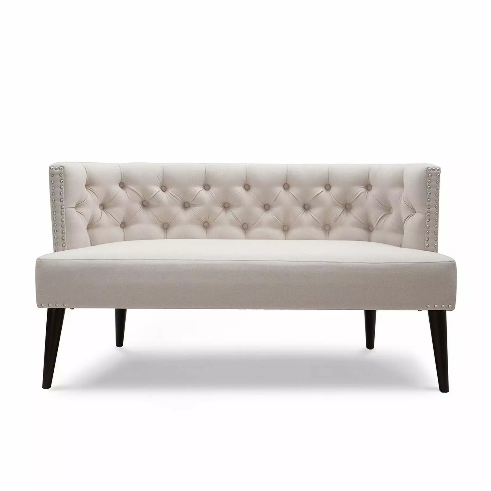 Maklaine Contemporary Tufted Settee Nailhead Accents Sky Neutral - Modern Living Room Furniture