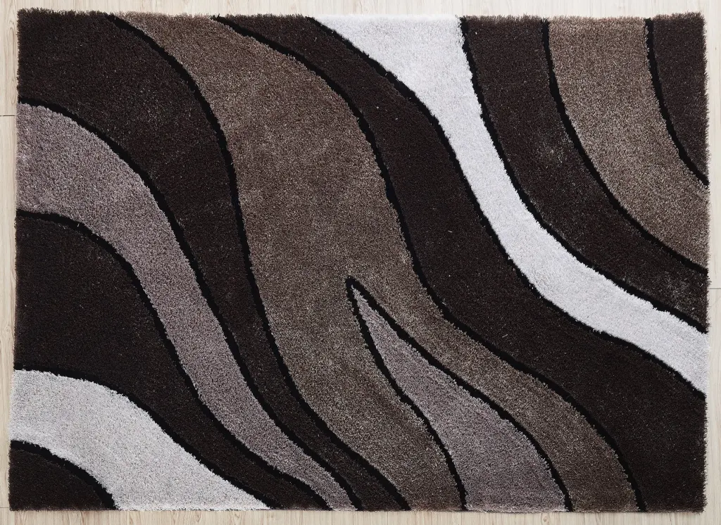 Aria Gatherion Soft Pile Hand Tufted Shag Area Rug Brown Polyester Plush Living Room Rug furnings