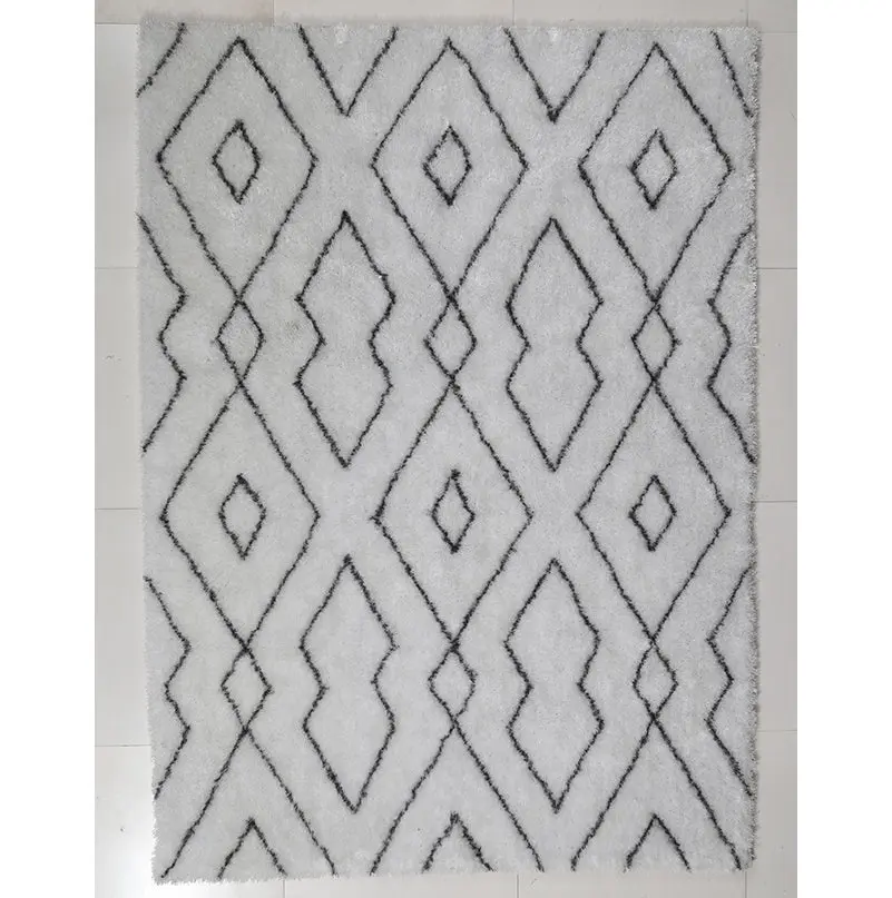 Aria Gatherion Soft Pile Hand Tufted Shag Area Rug White Polyester furnings