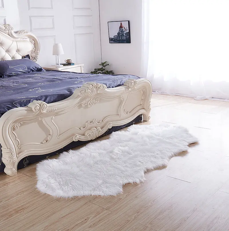 Premium Decorative Hand Tufted Faux Fur Sheepskin Area Rug White Acrylic Shag Rug furnings