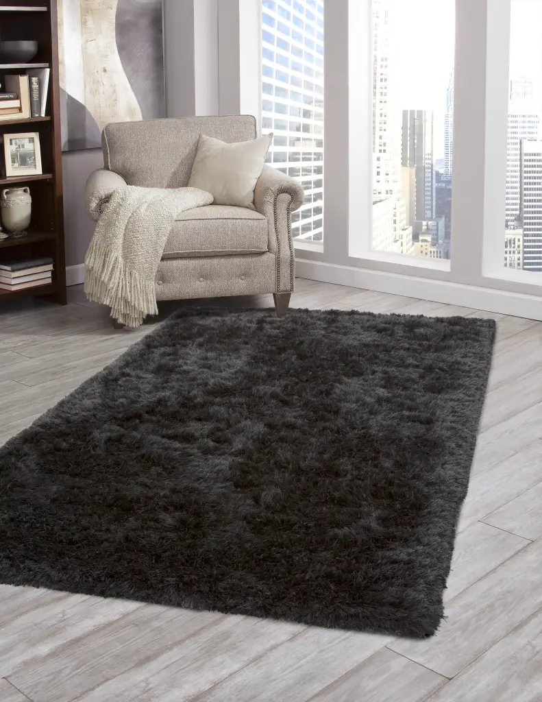 Shag Charcoal Area Rug 8X10 Charcoal Grey Polyester napa valley weavers