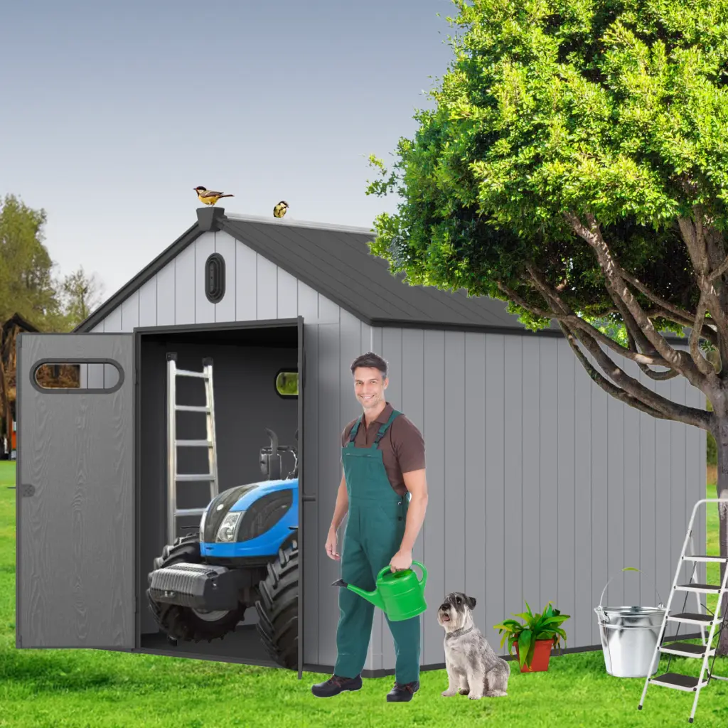 XWT013 8x10Ft Plastic Storage Shed Backyard Garden Big Spire Tool Storage rnb