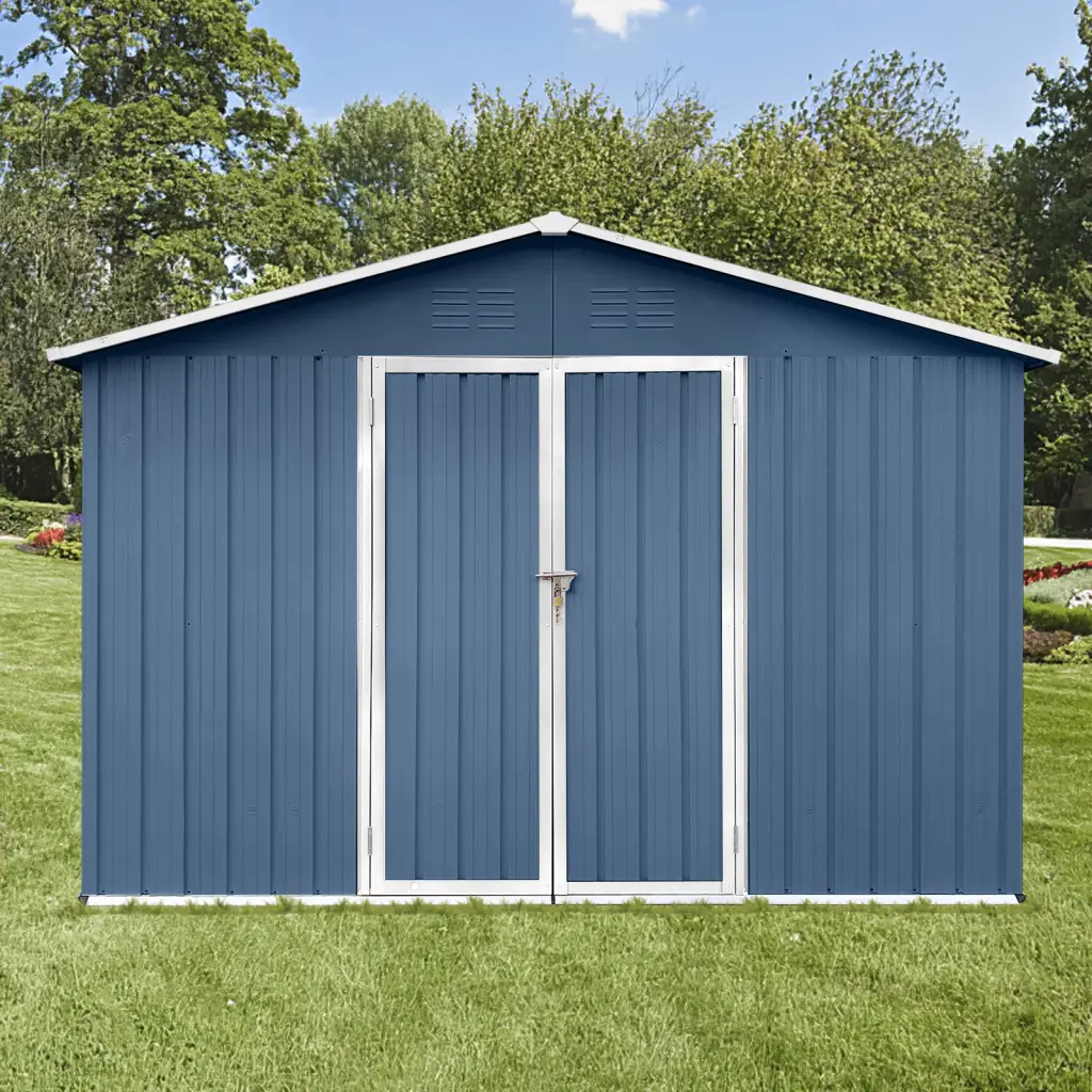 10Ft x 12Ft Blue Metal Garden Shed Outdoor Storage Shed storage sheds
