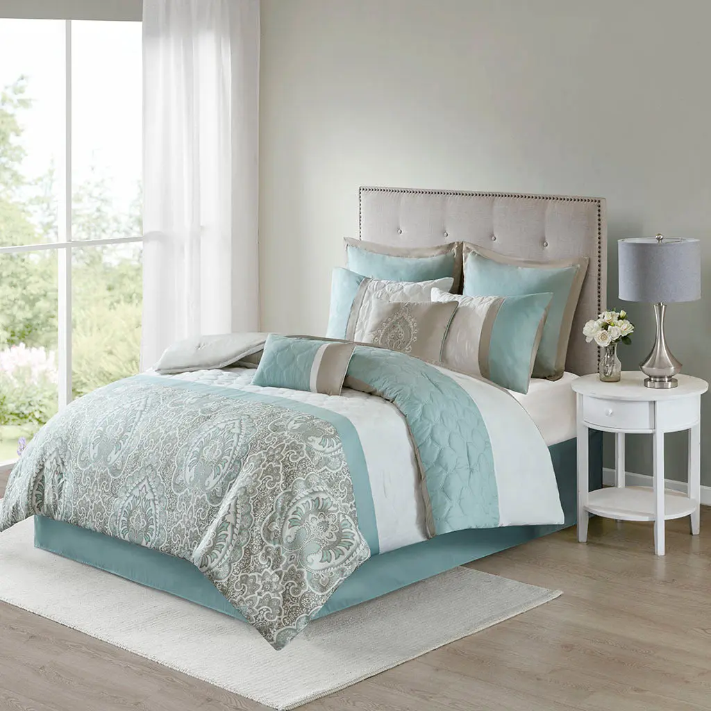 8 Piece Easeer Queen Seafoam Polyester Bed Sheet Set jla