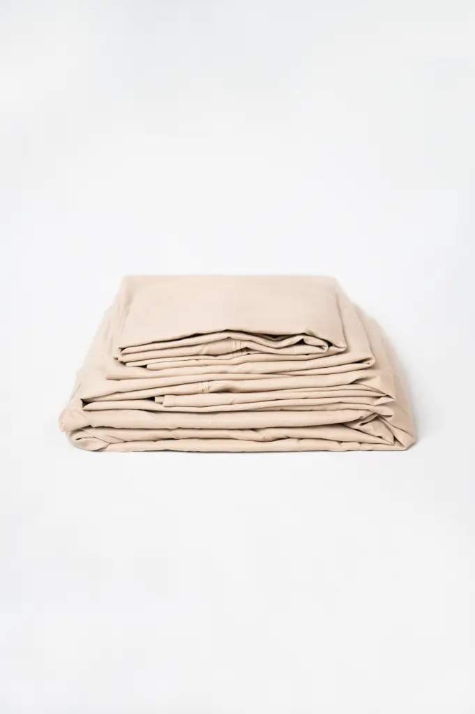4 Piece Khaki Brushed Microfiber California King Hypoallergenic Sheet Set omne sleep