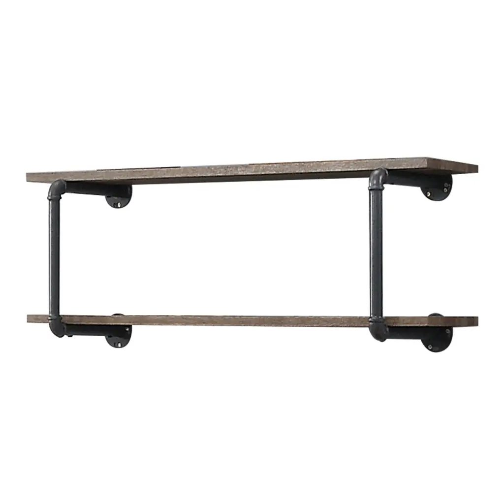 Antique Oak And Sandy Grey 2 Tier Wall Shelf Natural Grey Home Decor furniture max