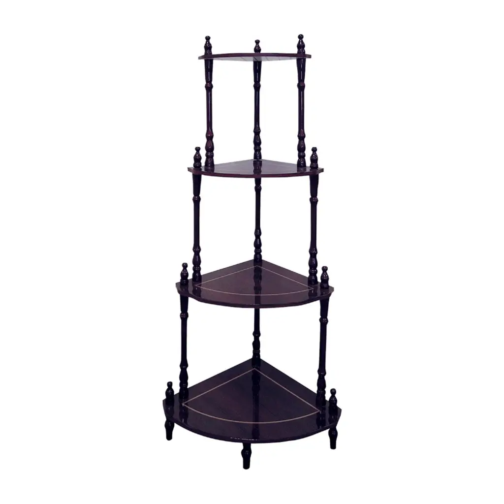 39 Inch Tall 4 Tier Wooden Standing Corner Shelf Cherry Finish california home