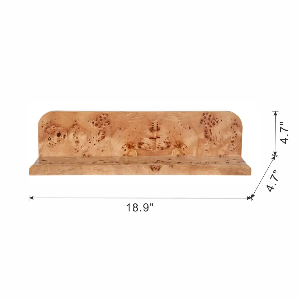 18.9 Inch Burl Wood Floating Wall Shelf Brown MDF Modern Decor w2078